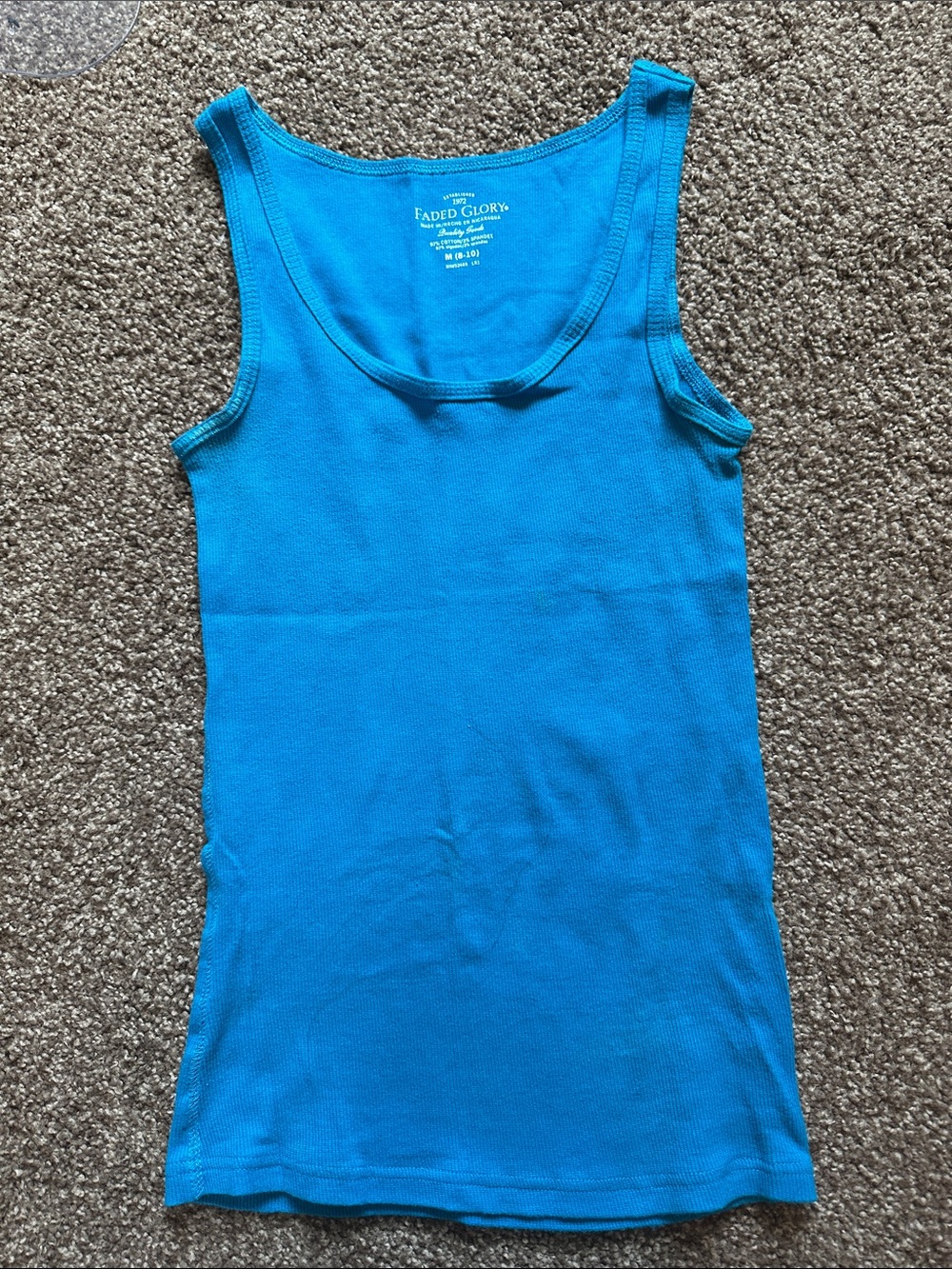 Faded Glory Women's Bright Blue Ribbed Tank Top, Size M
